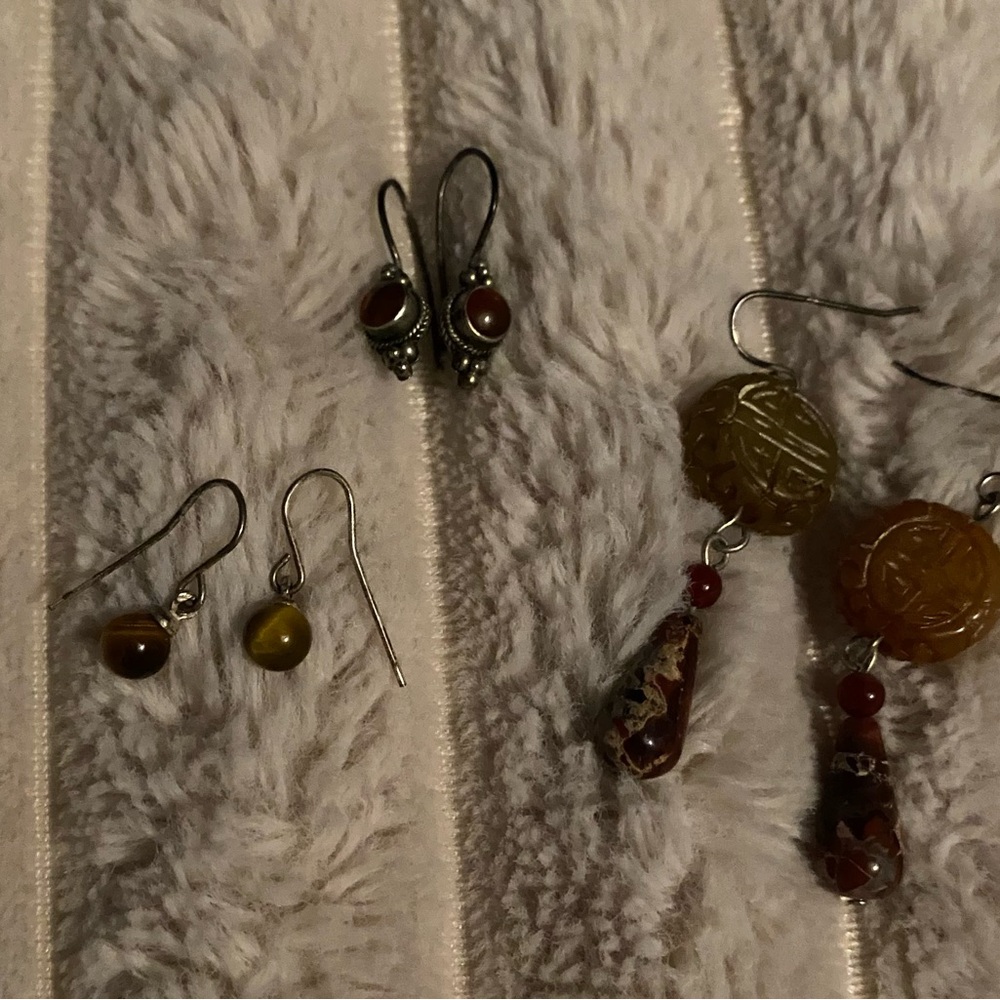 Bundle of silver and stone Earrings Sets